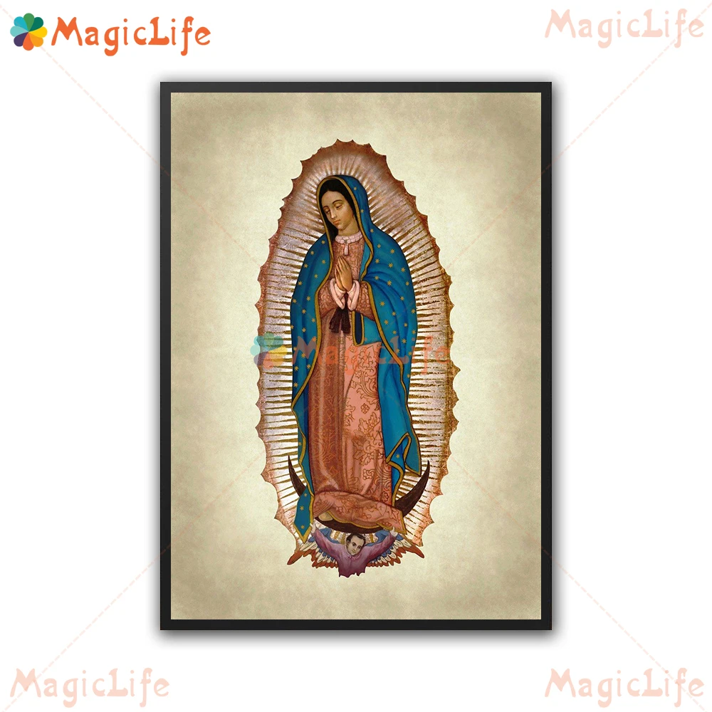 The Coronation Of The Catholic Virgin Poster And Prints Wall Art Guadalupe In Mexico Canvas Painting Catholicism Decor Picture