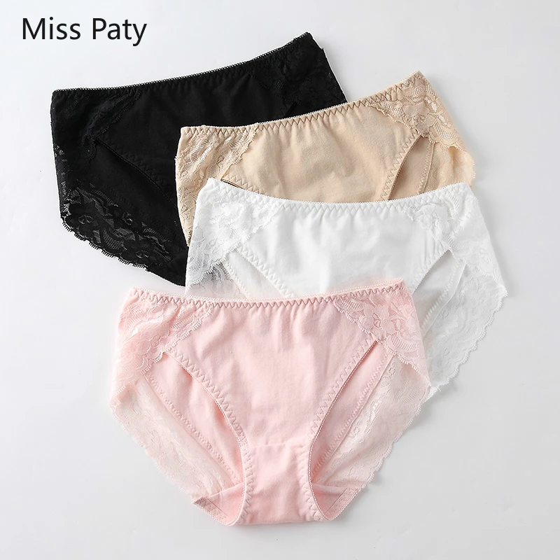 

4pcs/lot Cotton pink panties for women seamless XXL lace briefs sexy underpants 100% cotton large size knickers comfortable