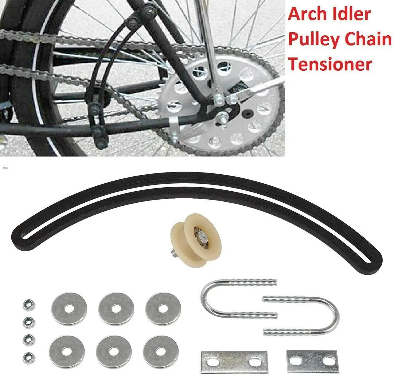 80CC Arch Idler Pulley Chain Tensioner For 2-Stroke Gas Motorized Bicycle Bike