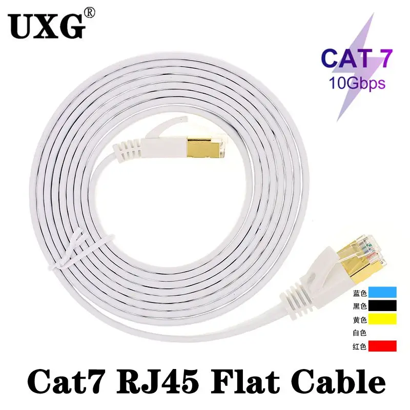 10 gb/s Cat7 20cm 50cm 1m 2m 3m 5m 10m 15m 20m CAT7 płaskie STP kabel sieciowy Ethernet RJ45 Patch LAN PC Router laptopa CAT6A kabel