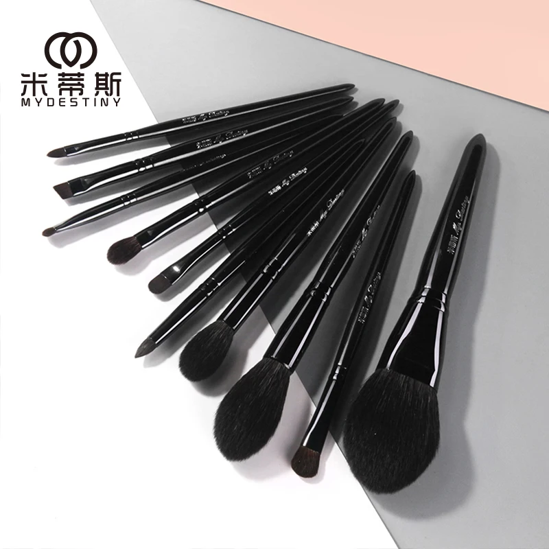 My Destiny-Pearl Black Series Makeup Brush Set-Beginner Make up Brushes-Animal&Synthetic Hair Eyebrow Eyeshadow Powder Blusher