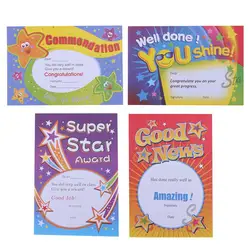 100Pcs A5 Certificate of Commendation Cartoon Letter of Commendation for Kids School Supplies (4 styles, 25pcs for each style)