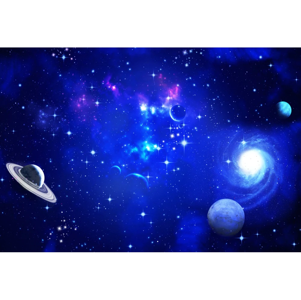Laeacco الكون الأزرق السماء الغيوم ستار القمر المرصعة بالنجوم كوكب ليلة المشهد خلفية للتصوير راية غرفة ديكور خلفية الصورة
