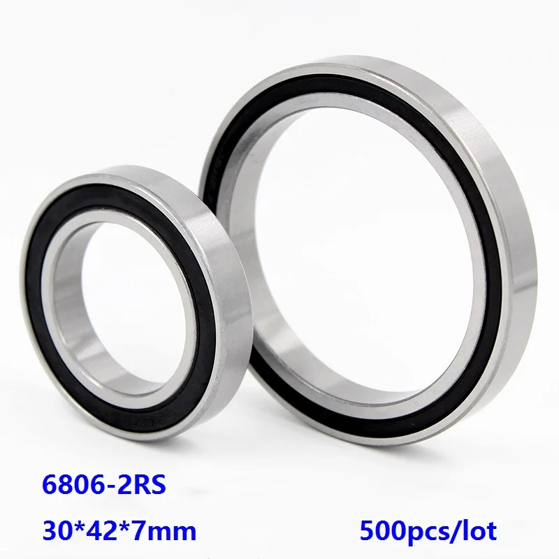 

500pcs/lot 6806-2RS 6806RS 6806 2RS 30×42×7mm High Quality Thin Wall Deep Groove Ball bearing Double rubber cover 30*42*7mm