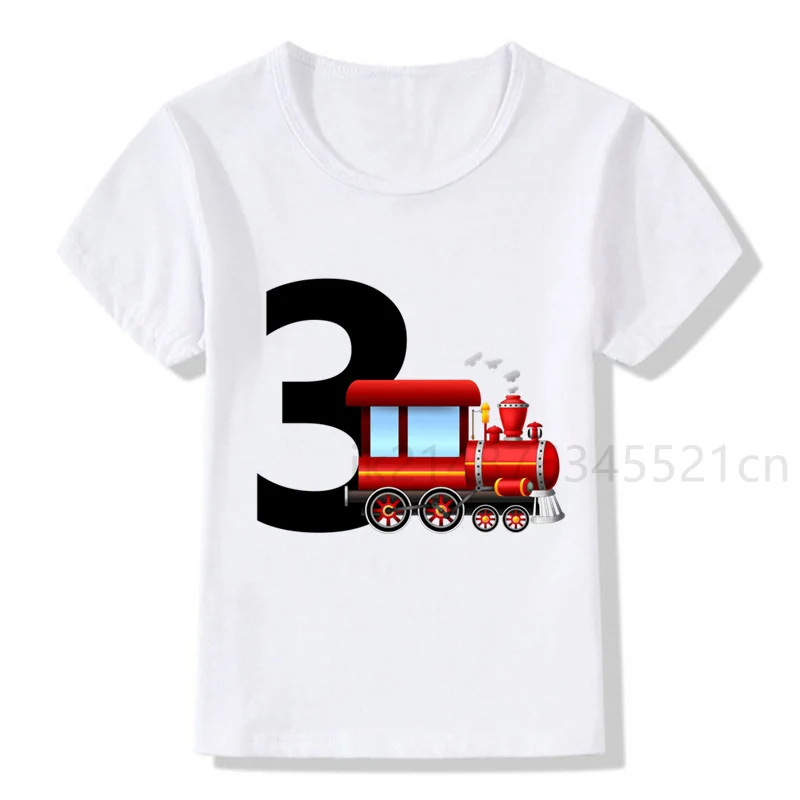 

Boys/Girls Cool Train Birthday Numbers T-Shirt Children Boys Happy Birthday T Shirt White T-Shirt Baby Girls Top