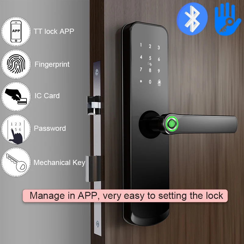 RAYKUBE Intelligence Door Lock TTlock APP BT Fingerprint 13.56mhz Card With Mortise Lock For Home/Hotel Smart X7