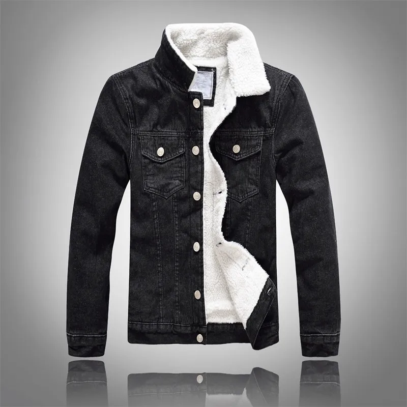 Mężczyźni Zimowa Solidna Kurtka Casualowa 2023 Nowa Męska Kurtka Bomber Denim Fashion Jean Biker Coat Wełniany Płaszcz Rekreacyjny Plus Size