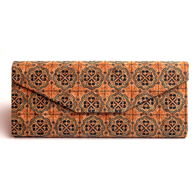 Natural Cork Eyeglass Cases for Vegan Environmental Friendly Wooden Fabric Fish Tile Pattern Women Men Sunglasses Storage Box