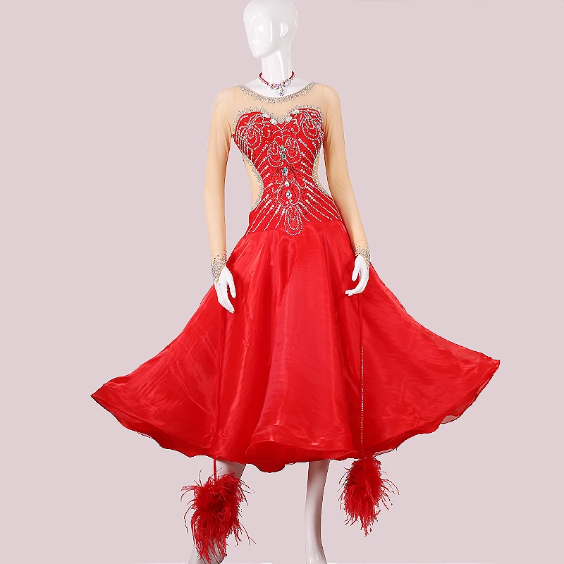 

Waltz Skirt New Dress Competition Skirt Big Red Ballroom Ballroom ballroom ballroom ballroom Dancing Dress