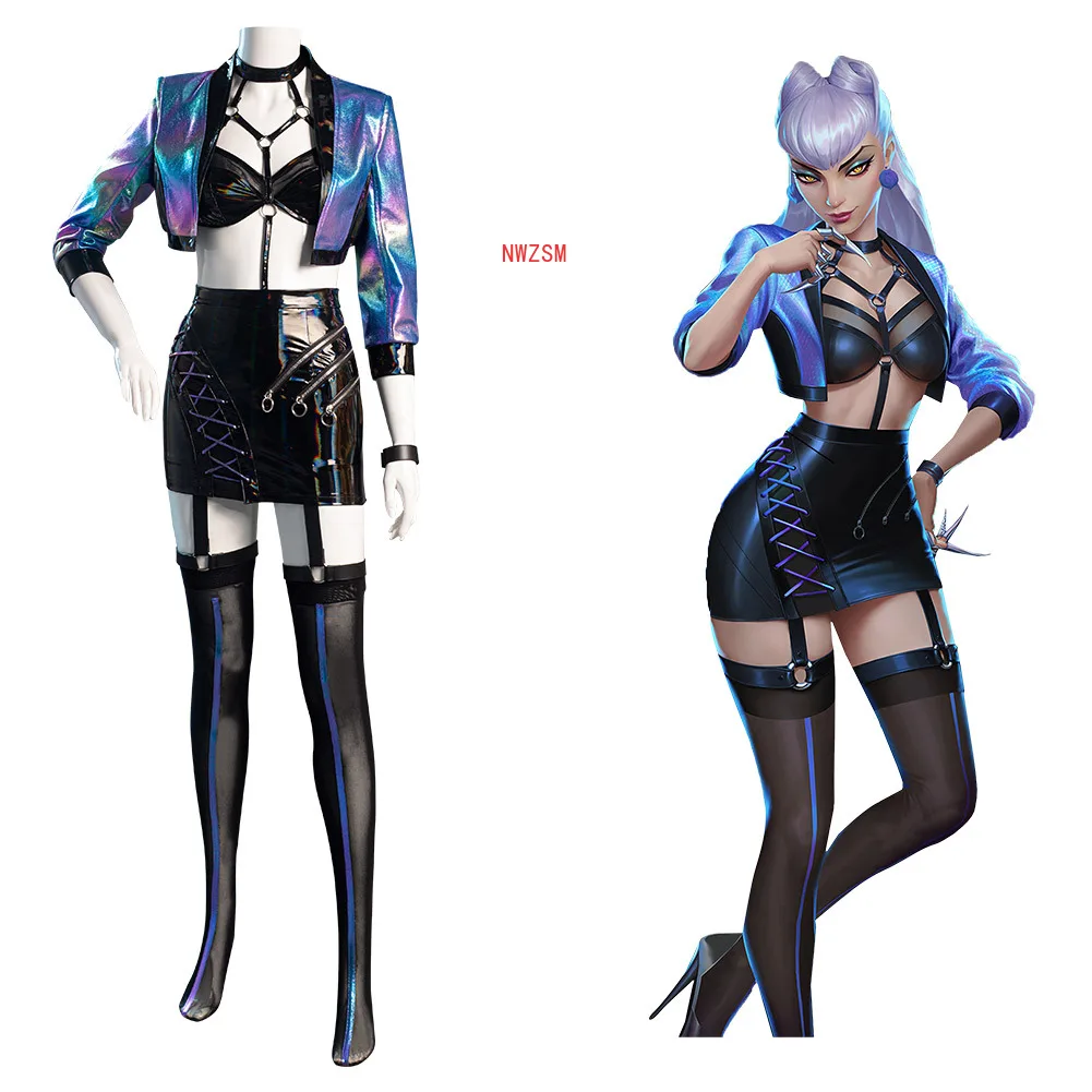 Game LOL Cosplay KDA Evelynn Costume KDA All Out Evelynn Cosplay Costume Tube Coat Skirt Costume Halloween Carnival Set