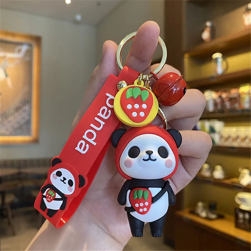 Silicone Panda Keychain car keyrings cute creative jewelry pendant bag ornament small gift