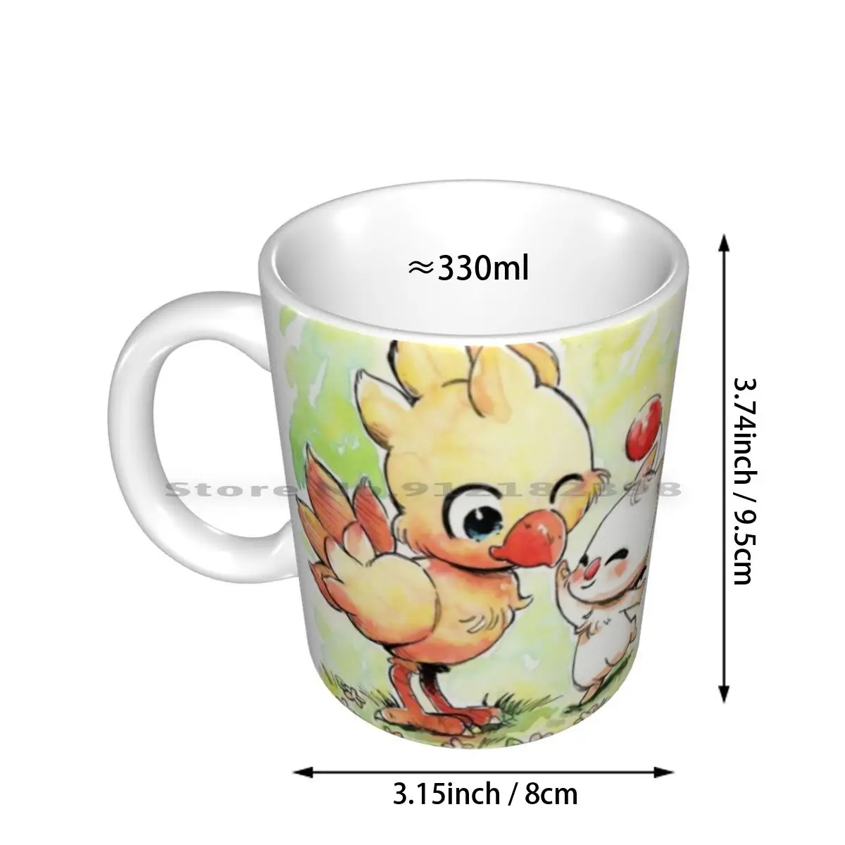 Chocobo Mog Final Fantasy Ceramic Mugs Coffee Cups Milk Tea Mug Chocobo Mog Final Fantasy Moogle Kupo Creative Trending Vintage