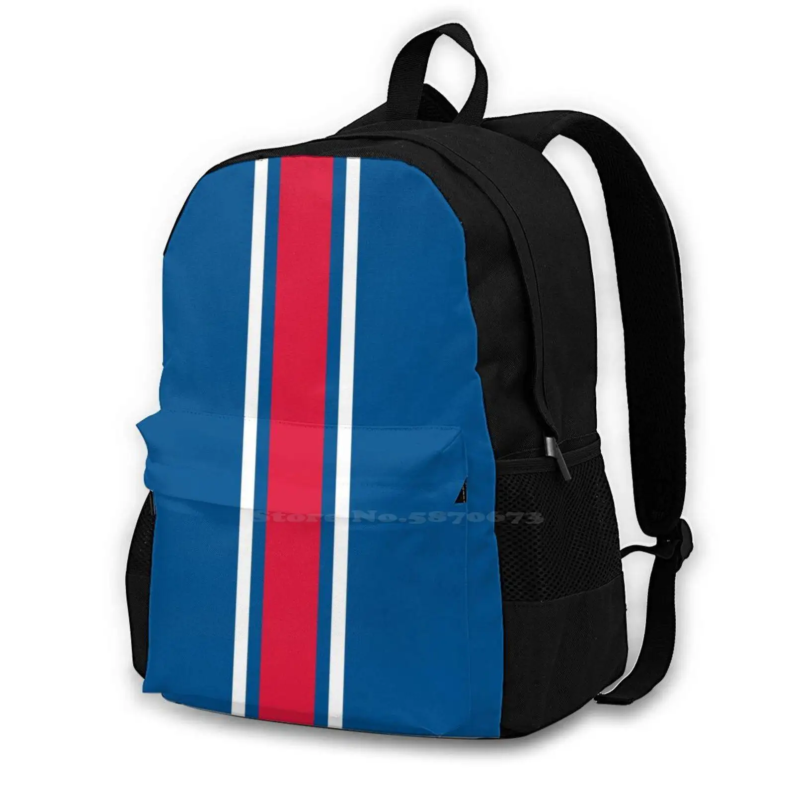 Blue , White , & Red Vertical Power Stripe Hot Sale Schoolbag Backpack Fashion Bags Stripe Southern Yellow Football California