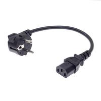 CEE7/7 to IEC C13 Power Cords, 10A/16A, 250V, H05VV-F 0.75mm Cable ,Short Schuko to C13 Power cord,1ft/30cm