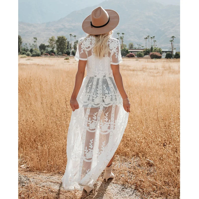 الستر لشاطئ طويل الدانتيل الشاطئ فستان المرأة السباحة التستر حجم كبير صيدا دي برايا رداء دي بلاج قفطان الشاطئ التستر #3