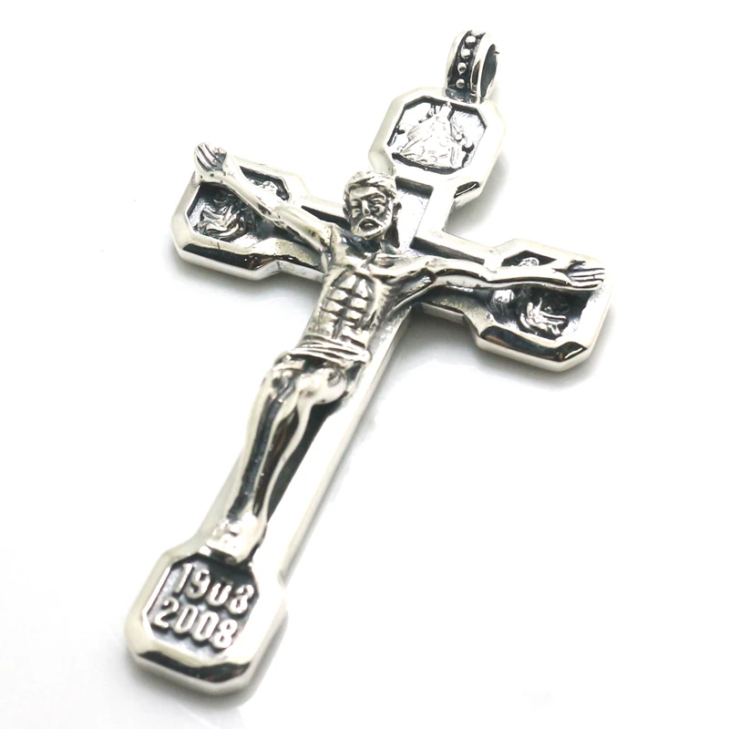 Mens Boys Cool Cross Juses 925 Silver Heavey Classic Pendant