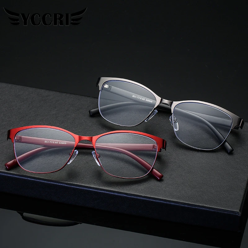 YCCRI New Retro Metal Reading Glasses Women Presbyopic Blue Light Blocking Eyeglasses for Parents Elder Eyewear Spring Hinges