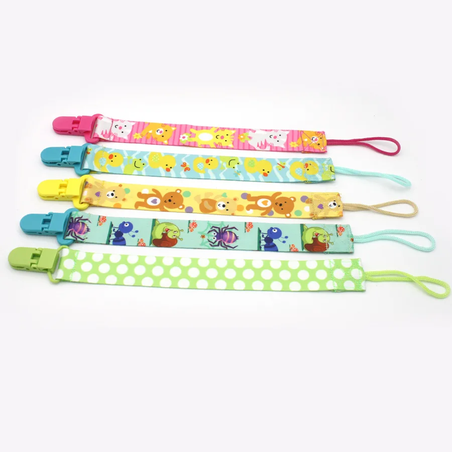 Baby double-sided printing pacifier clip newborn teething pacifier chewing dummy chain lanyard webbing anti-drop chain