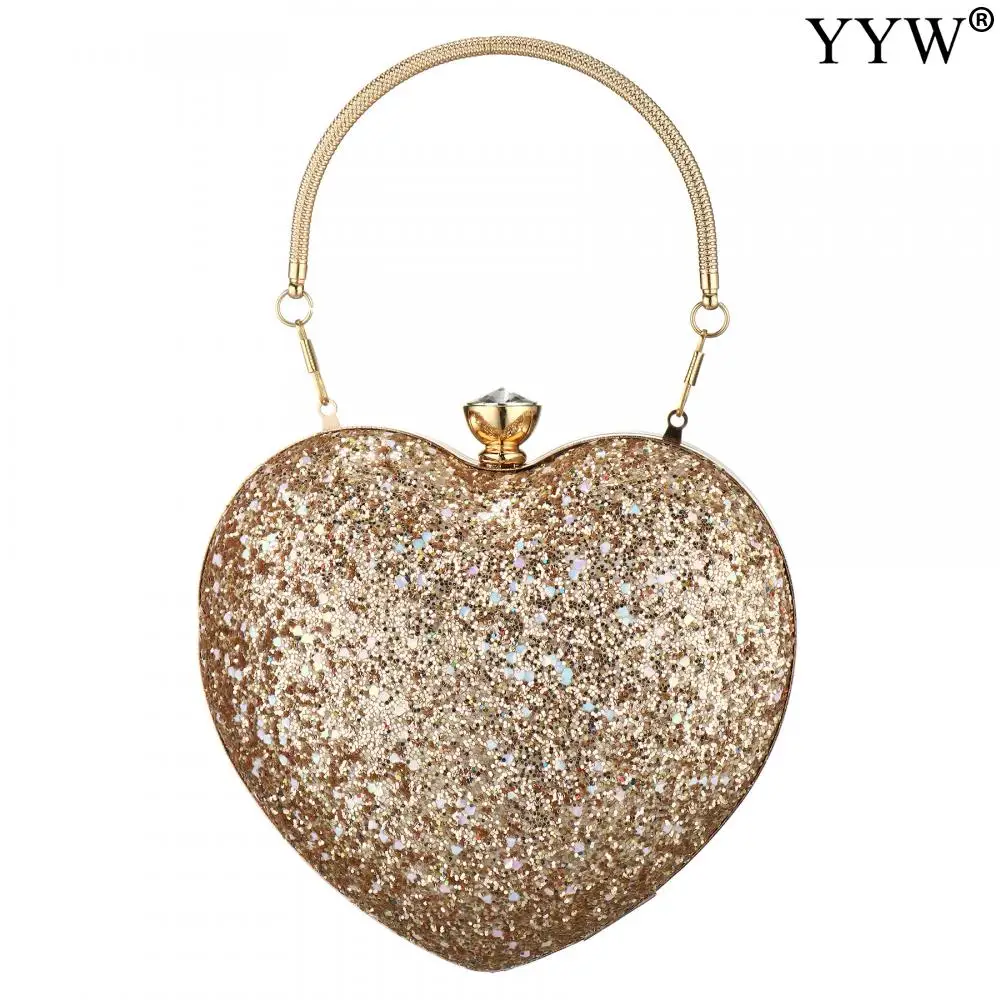 Heart Shape Women Evening Bag Clutch Bag Rhinestone Sequined Exquisite Design Ladies Day Clutch Wedding Party Purse Bolsas Mujer