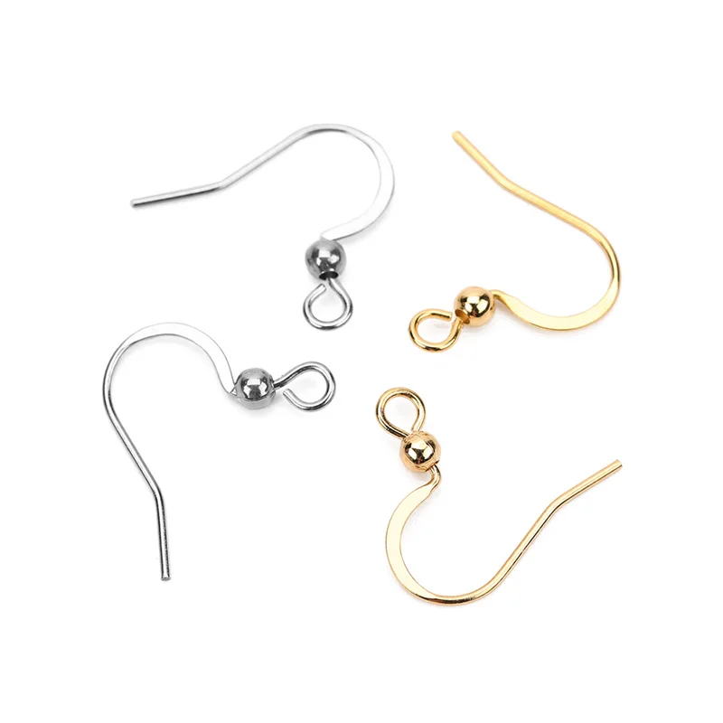 50pcs Stainless Steel Hypoallergenic Earring Hooks 17*20mm Gold Color Earring Clasp Wire Diy Jewelry Making Findings Accessories