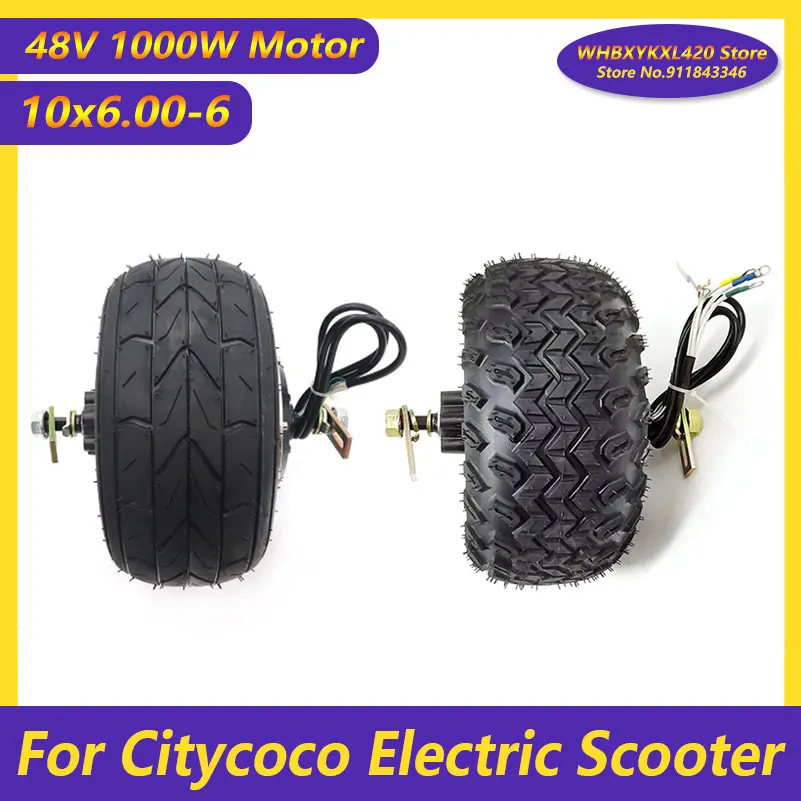 

10x6.00-6 48V 1000W Original Motor for Citycoco Electric Scooter Hub Wheel Thickened Anti-skid Tubeless Tire Accessory