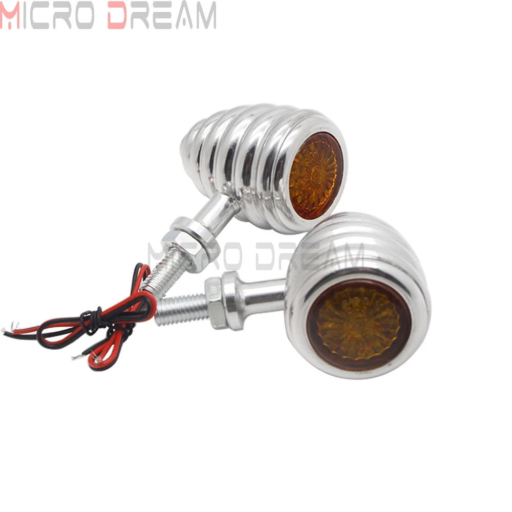 2Pcs/Pair Universal Motorcycle Turn Signals Indicators Lights DC 12V Amber Lens For Harley Cafe Racer Chopper Cruisers 8mm Bolt