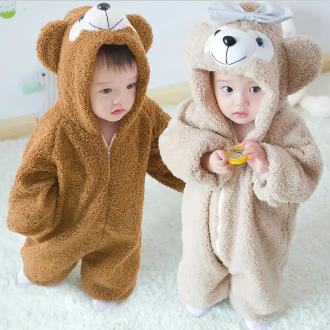 HKSNG Winter Kids Cute Duffy Bear Shelliemay Onesies Kigurumi Pajamas Costumes Jumpsuits Baby Warm Creeping Suit Velvet Coat