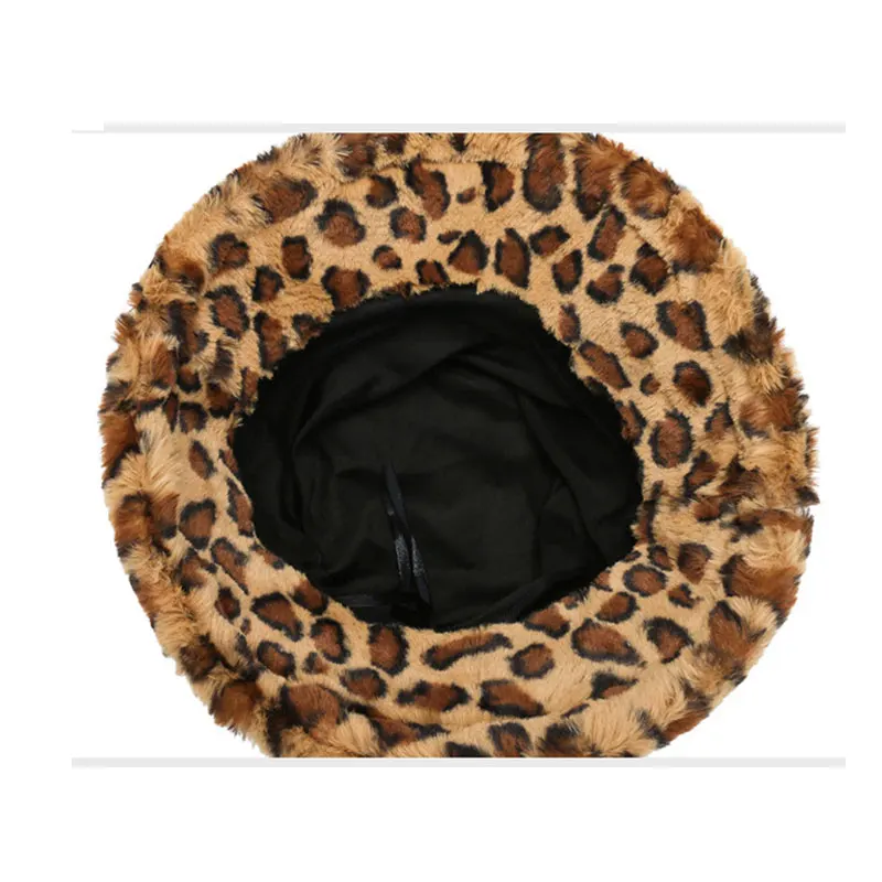 Fisherman Autumn Winter Women Bucket Hat Cap Lady Warm Panama Fashion Zebra Faux Fur Thick Girls Hats For Women Bucket Caps New