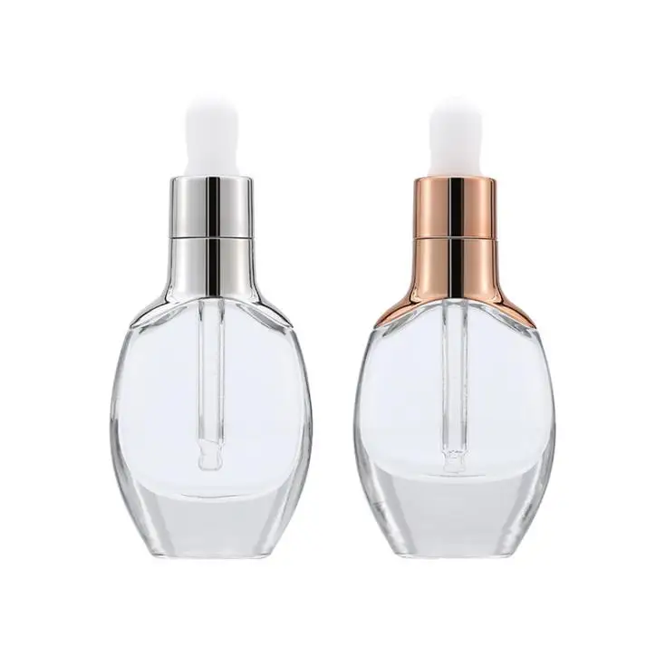 30ml clear glass dropper bottle essence lotion cosmetic empty container gold silver cover Fast Shipping SN2398