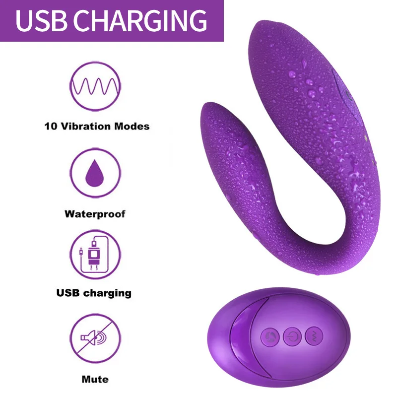 

Wireless Vibrator Adult Toys For Couples USB Rechargeable Dildo G Spot U Silicone Stimulator Double Vibrators Sex Toy For Woman