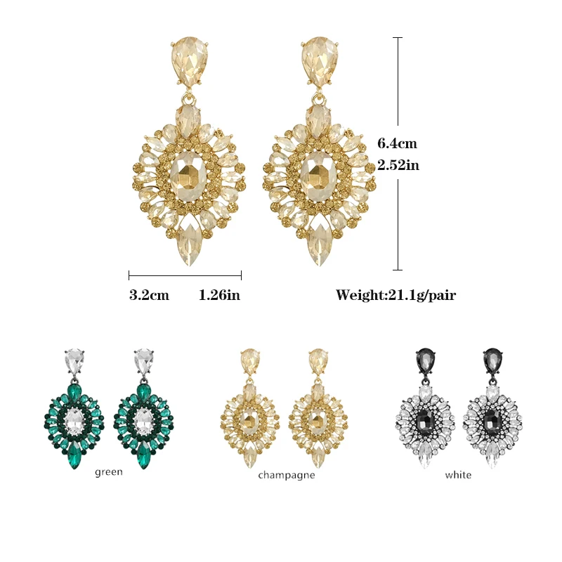 Veyofun Luxury Crystal Drop Earrings Classic Geometry 3 Color Dangle Earrings for Women Fashion Jewelry Gift New