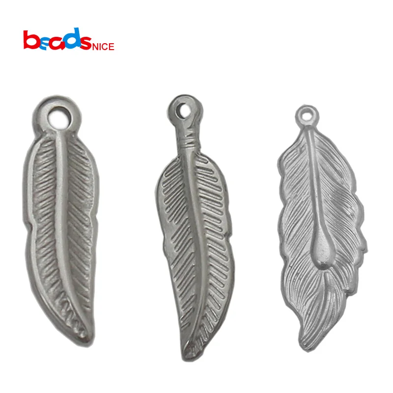 Beadsnice ID39683smt2 Feather Charm Pendant Stainless Steel Angel Wing Pendant Necklace Accessories