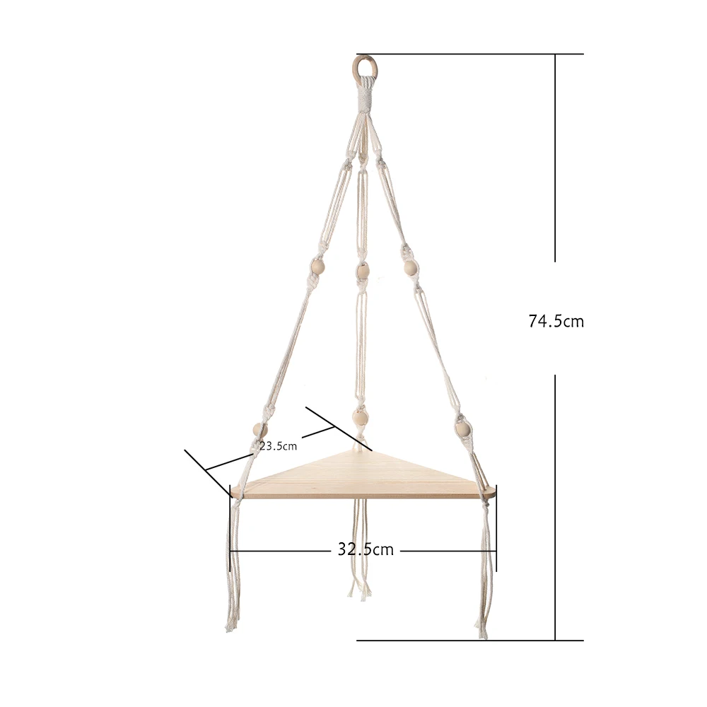 Macrame Wand Hängen Regal Boho Wohnkultur Regale Auf Wand Holz Dekoration für Schlafzimmer Wohnzimmer Kindergarten Christamas Geschenk – Detail 26