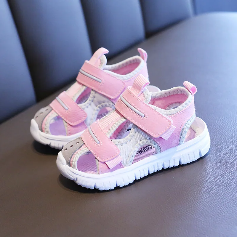 Sandalias de playa para niñas y niños, zapatos de tela infantiles de suela suave, calzado de playa a la moda para niños pequeños