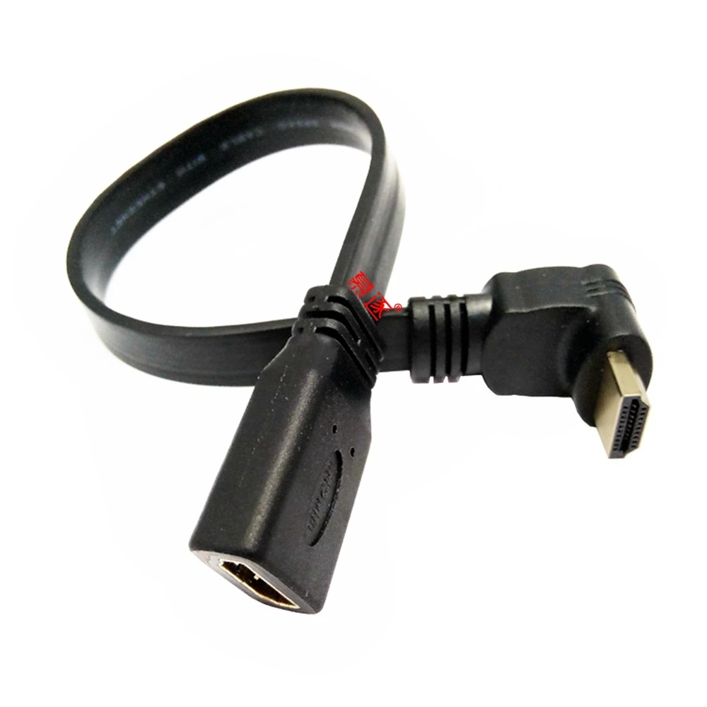 HDTV-compatible 270/90 Degree Angle Thin Flat HD Extension Cable Male to Female Up/Down Angle Cord 1.4v short hd kabel 0.3m