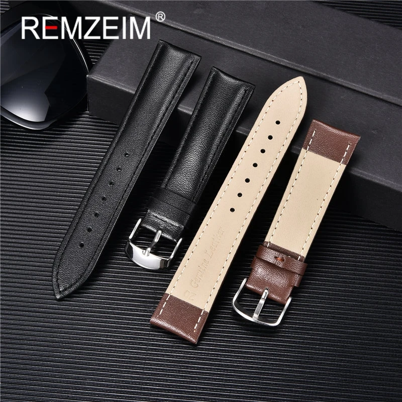 High quality Soft Women Watch Strap 14mm 16mm 18mm 20mm 22mm Genuine Leather Brown Red Pink Black Purple Watchband + Tool