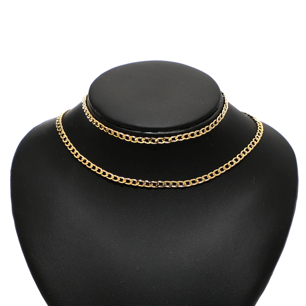 2 Meter Edelstahlkette in Goldfarbe, 3 mm breit, kubanische Gliederkette, DIY-Schmuckherstellung, Halskettenzubehör, Armbandzubehör – Detail 3
