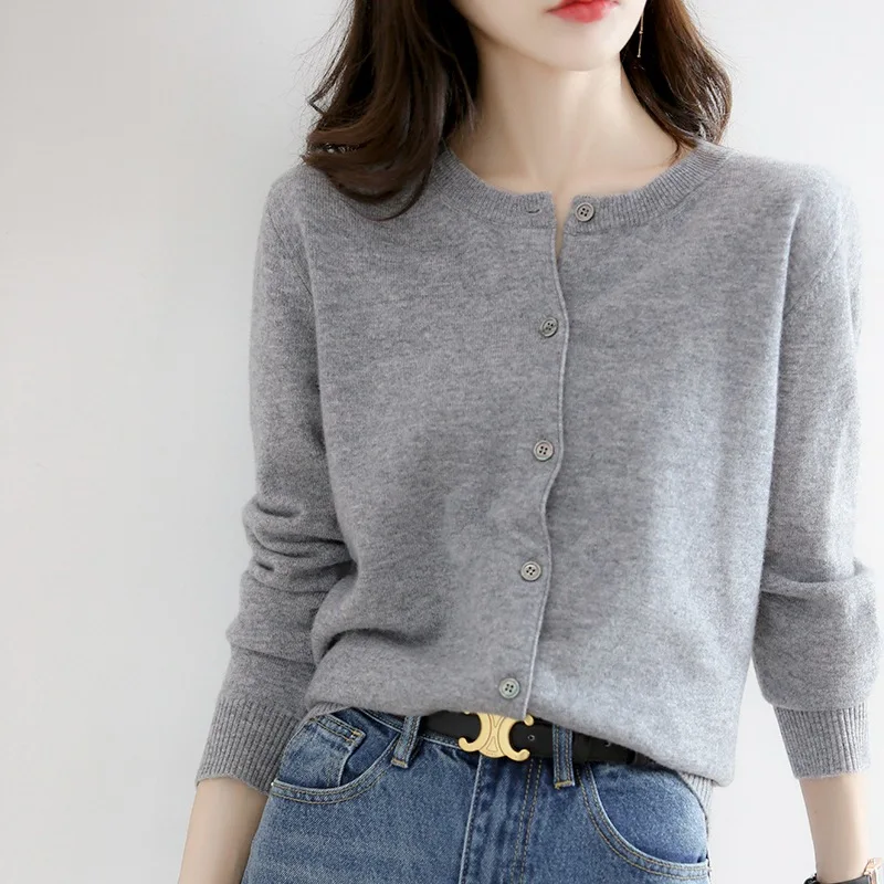 2024 MRMT 2024 Brand New Women's Long Sleeve Knitwear Pure Color Simple Temperament Cardigan Top With Women's Sweater Jacket