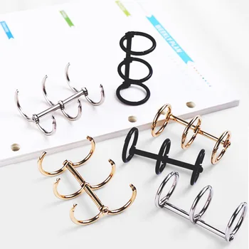 معدن مطلي فضفاضة أوراق كتاب الموثق الذهب الفضة الأسود حلقة ملزمة خواتم النيكل أجندة مكتبية /رزنامة مكتبية دائرة 3 خواتم ل بطاقة مفتاح ألبوم