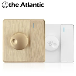 Light Switch 1 Gang 1/2 Way Speed Regulator Fan Speed Adjustment Control Switch Wall Switch Gold White Plastic