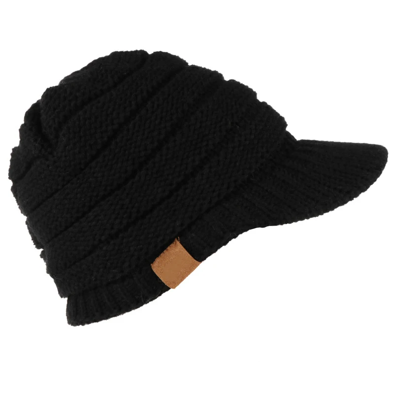 Casquette de baseball en tricot au crochet pour adultes et hommes, chapeau à visière, couleur pure, chaud, haute qualité, nouveau style, hiver, 2019, Z39