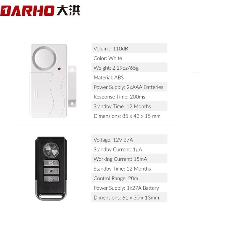 Darho Wireless Door Window Entry  ABS Doorbell Sensor Alarm Host Burglar Security Protection Smart Home Accessorie