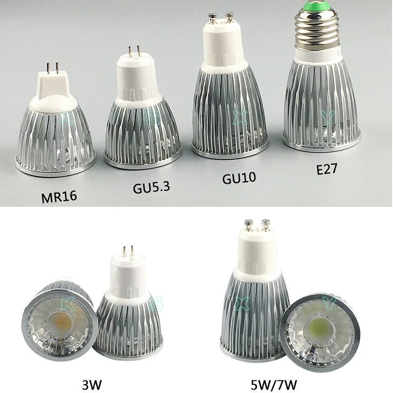 Dimmable LED Spot Light GU10 3W 5W 7W GU5.3 E27 220V MR16 12V COB Chip 30 Beam Angle Spotlight LED Bulb For Downlight Table Lamp