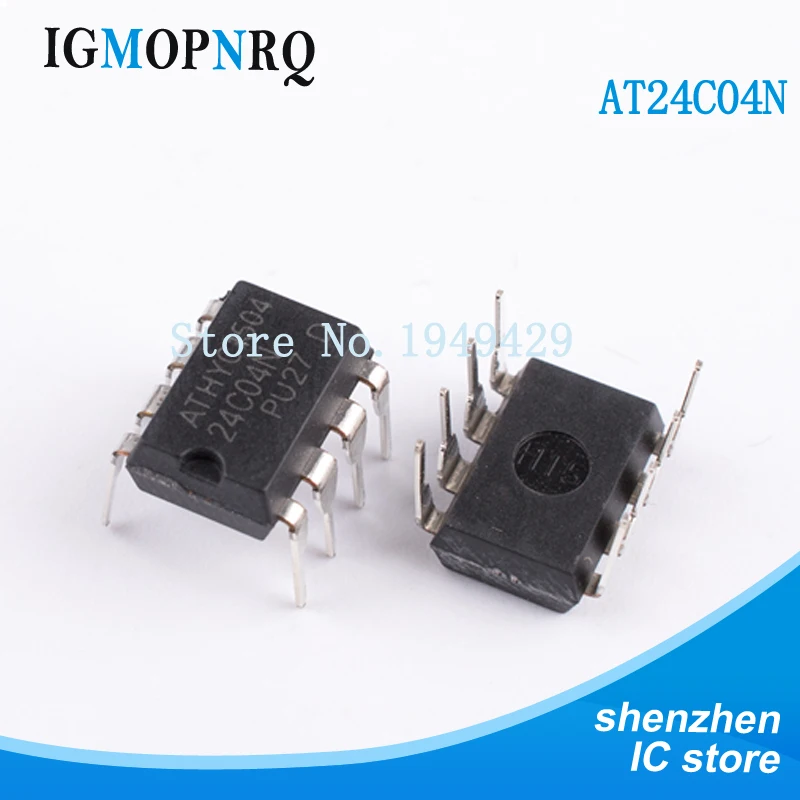 10PCS AT24C04 DIP8 24C04 Programmable read only memory 1.7-3.6V, 1MHz, Ind Tmp, 8-VFBGA New