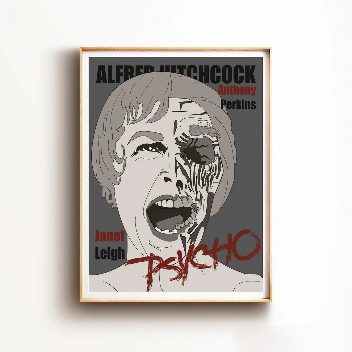 Psycho Alfred Hitchcock Classic Retro Horror Motel Knife Artwork Graphic Minimal Minimalist Alternative Poster Print Movie Film