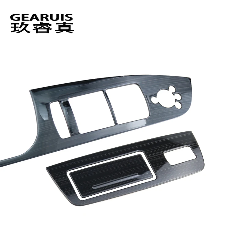 Car styling door armrest panel covers trim for Audi Q7 4l window glass lift buttons frame decal strip Carbon fiber Auto stickers