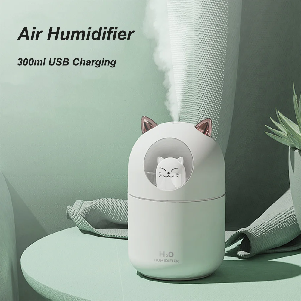 DADAWINDY-Umidificador de ar elétrico portátil, difusor de óleo aromático, pulverizador USB Cool Mist, luz noturna colorida para casa e carro, 300ml