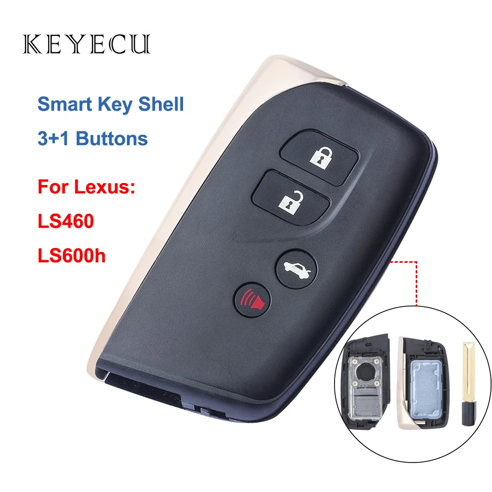 

Keyecu Smart Remote Key Shell Case Fob 4 Buttons Replacement Cover for Lexus LS460 LS600h 2013 2014 2015 2016 2017- HYQ14ACX