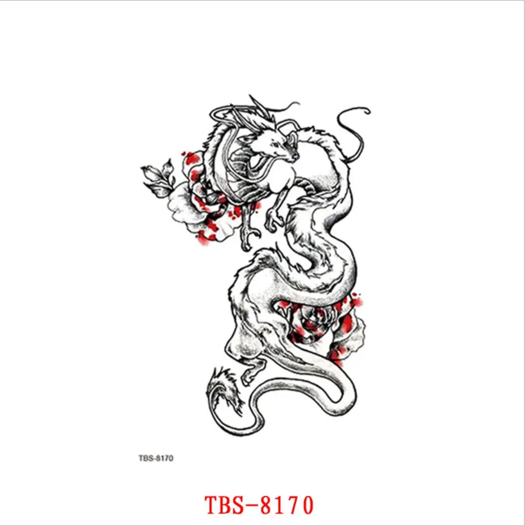 

Temporary Beautiful Tattoo Stickers Purple Rose Red Rose Butterfly Skull Men And Women Art Fashion Tattoo T1950