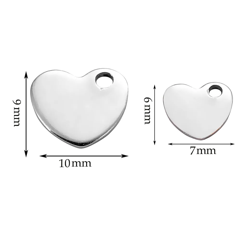 20 Stück/lot Edelstahl-Herzanhänger zum Stempeln, Rohling für DIY-Schmuckherstellung für Halskette, Armband oder Fußkette – Detail 1